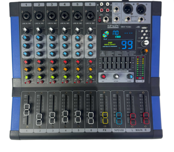 Consola Spain Audio SM106i | Mixer Análogo de 10 Canales con Bluetooth y Efectos